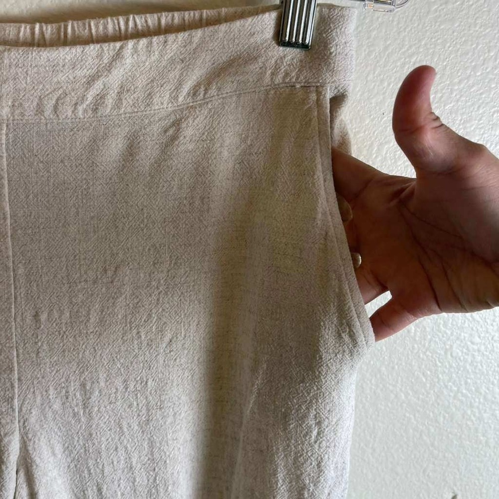 Chicos 2 Piece Linen Blend Set Oatmeal Beige Boxy Top Straight Leg Pants Size 1 - Picture 5 of 16